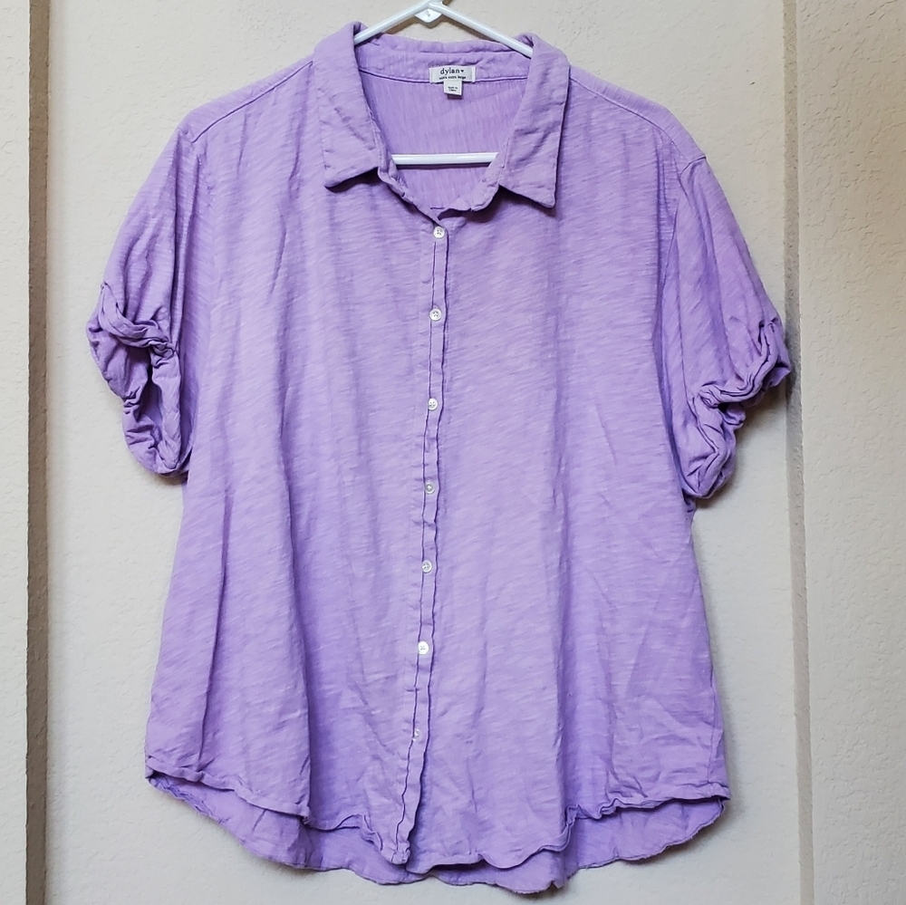 Dylan Cuffed Sleeve Button Front Cotton Shirt.  Size XXL